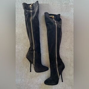 Giuseppe Zanotti Brown Over-the-Knee Boots with Gold Zipper EU38